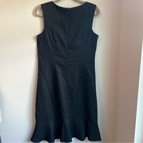 Kim Rogers Black Linen Ruffled Sheath Mini Dress - Size 8 - Picture 5 of 8